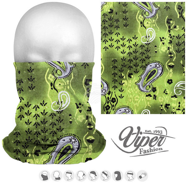 Viper Fashion 9in1 Mikrokuitukangas Putkihuivi, vihreä paisley